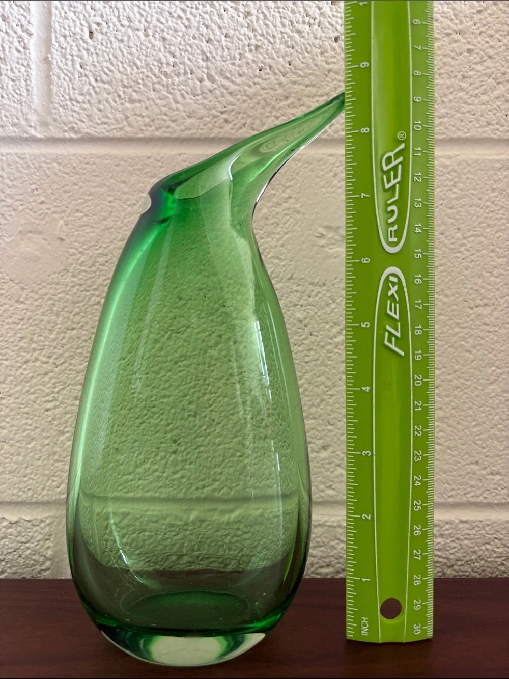 Green Handblown Glass Decorative Vase - Sleek Modern Accent